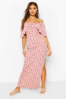 Thumbnail for your product : boohoo Off Shoulder Button Front Ruffle Maxi Dress