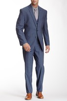 Thumbnail for your product : Calvin Klein Navy Sharkskin Two Button Notch Lapel Wool Slim Fit 3-Piece Suit