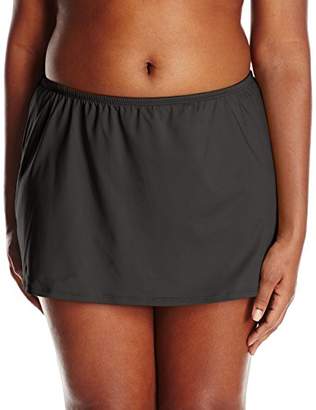 24th & Ocean Women's Plus-Size Solid Skirted Bikini Bottom