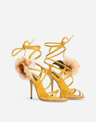 Dolce & Gabbana Nappa leather sandals with silk flower