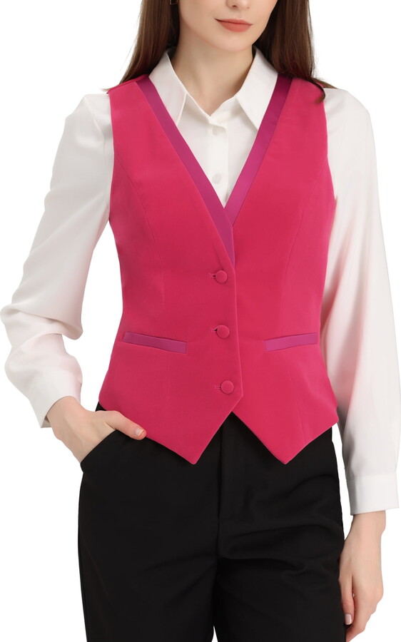 Unique Bargains Women’s V Neck Sleeveless Retro Velvet Racerback Steampunk Vest