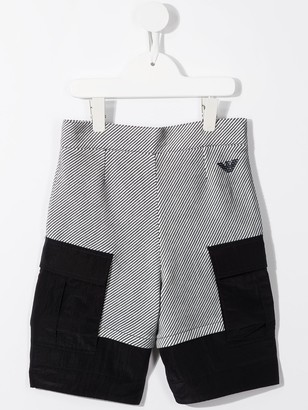 Emporio Armani Kids Two-Tone Fabric Shorts