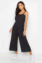 Thumbnail for your product : boohoo Petite Woven Spot Tie Strap Culotte Jumpsuit