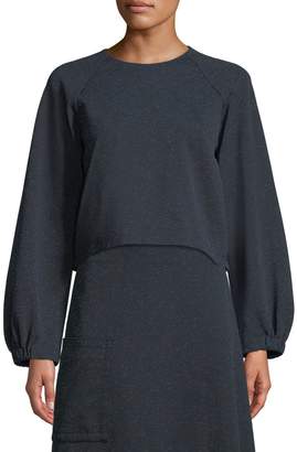 Tibi Eclipse Pique Cropped Sweatshirt