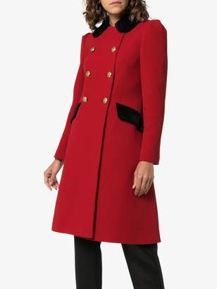 Dolce & Gabbana double-breasted contrast collar wool blend coat