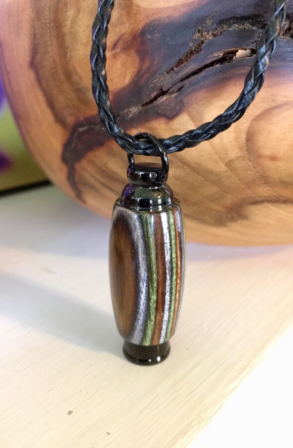 Etsy Camo Wood Cremation Pendant | Stainless Steel Ashes Necklace