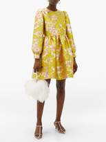 Thumbnail for your product : MSGM Puff-sleeved Floral-brocade Mini Dress - Womens - Yellow Multi