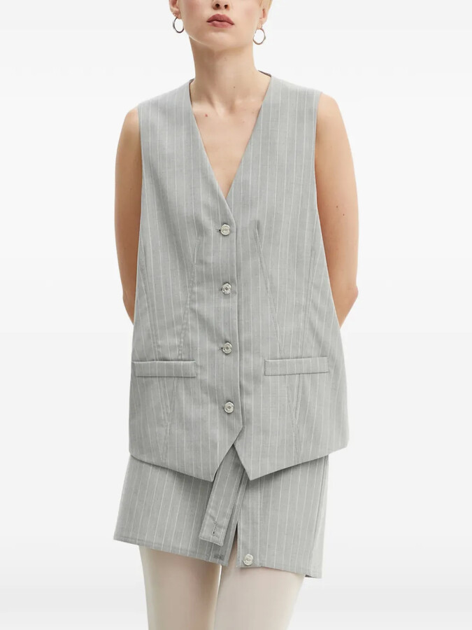 Moschino Pinstripe-Pattern Button-Fastening Waistcoat