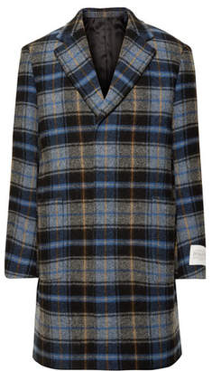 Calvin Klein + Pendleton Oversized Checked Virgin Wool Overcoat - Blue