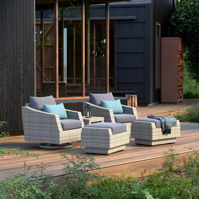 Fionnula Sanza Deep Rattan Seating Group With Olefin Cushion Covers