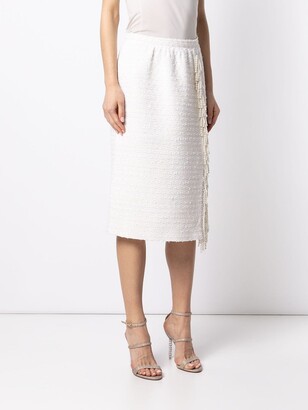 Giambattista Valli Pearl-Embellished Tweed Midi Skirt