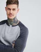 Thumbnail for your product : ASOS Design DESIGN grandad sweatshirt in waffle with contrast raglan sleeves