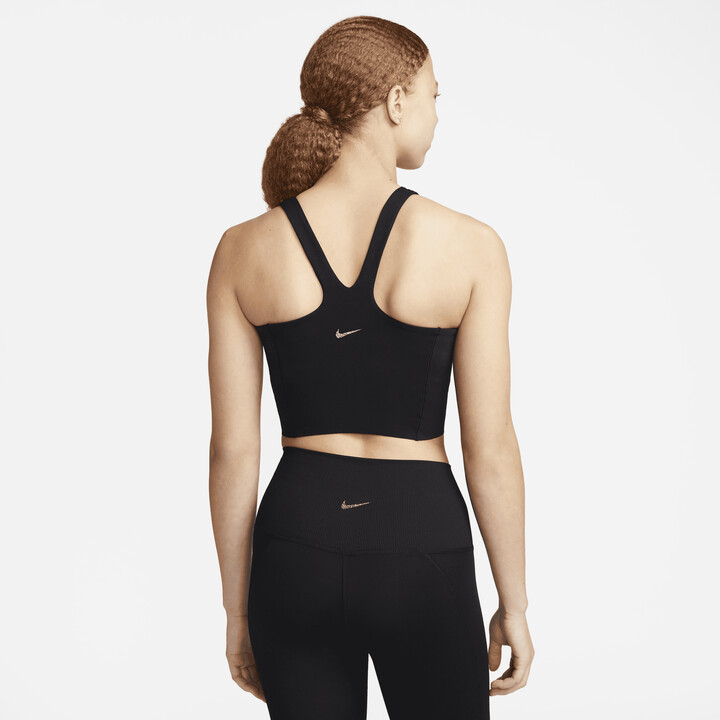 Nike Women's Yoga Dri-FIT Luxe Shelf-Bra Cropped Tank Top in Black