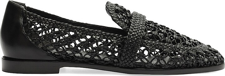 Alexandre Birman Women's Jane Tresse Woven Leather Loafers - Black - Size 5.5