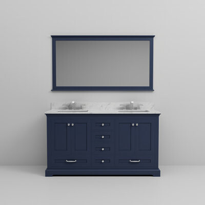 Lexora Dukes 60 in. W x 22 in. D Double Bath Vanity, Faucet Set, & 58 in. Mirror