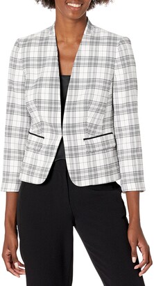 Nine West Womens Stand Collar One Button Drapey Crepe Jacket 