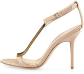 Thumbnail for your product : Burberry Leather T-Strap Sandal, Nude