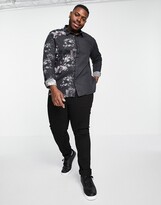 Thumbnail for your product : Twisted Tailor PLUS long sleeve shirt with floral fade in black and pink