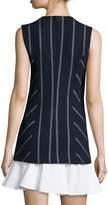 Thumbnail for your product : Derek Lam 10 Crosby Sleeveless Striped Flounce Dress, Midnight
