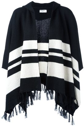 Frame Denim striped fringed cape coat