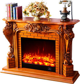Bloomsbury Market Brown Solid Wood Freestanding Fireplace