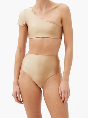 JADE SWIM Gemma One-shoulder Metallic-jersey Bikini Top - Light Grey