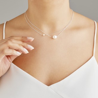 Lily & Roo Sterling Silver Layered Large & Small Pearl Choker