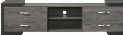 Wrought Studio Wooden TV Stand Contemporary Open Shelves Brushed Metal Handles Entertainment Console
