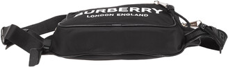 Burberry Black Logo Print Nylon And Leather Bum Belt Bag