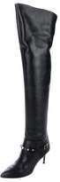 Thumbnail for your product : Valentino Leather Pointed-Toe Over-The-Knee-Boots