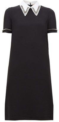 No.21 Crystal-embellished Point-collar Shift Dress - Black