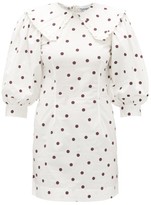 Thumbnail for your product : Ganni Sailor-collar Polka-dot Cotton Dress - White Multi