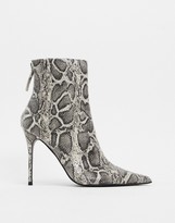 Thumbnail for your product : Topshop pointed snakeskin stiletto boots in grey