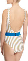 Thumbnail for your product : Diane von Furstenberg Striped Classic One-Piece Swimsuit, White Multi