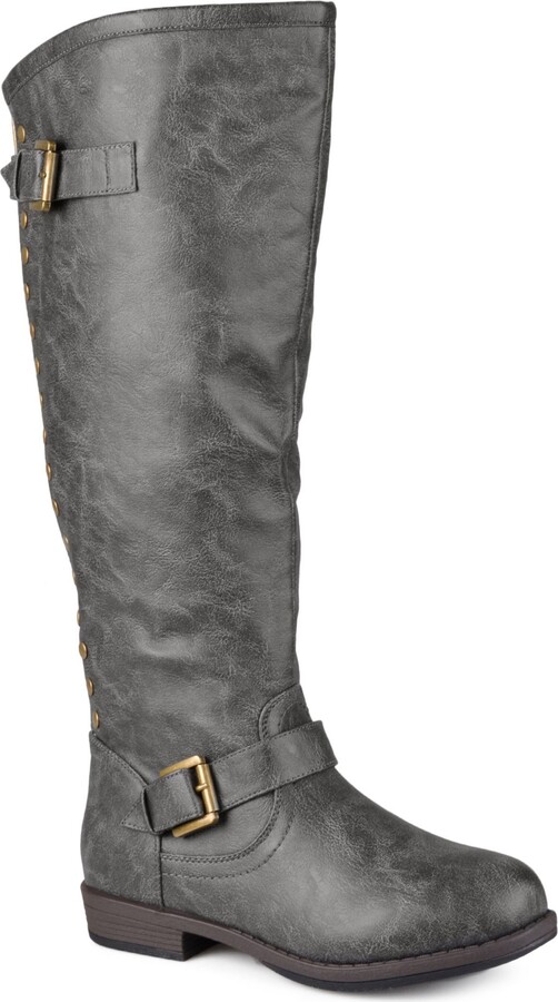 Grey Wide Calf Boots ShopStyle