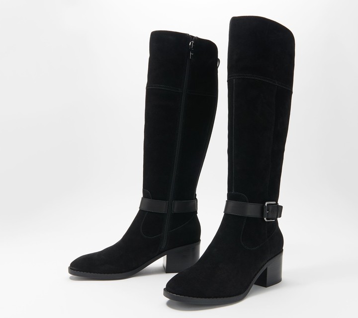 black suede wide calf boots women's