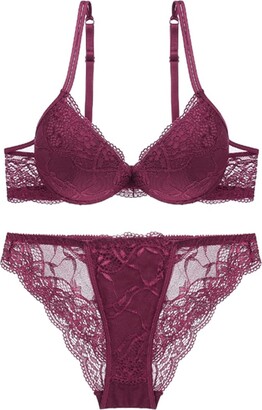 maroon lace bra and panty set