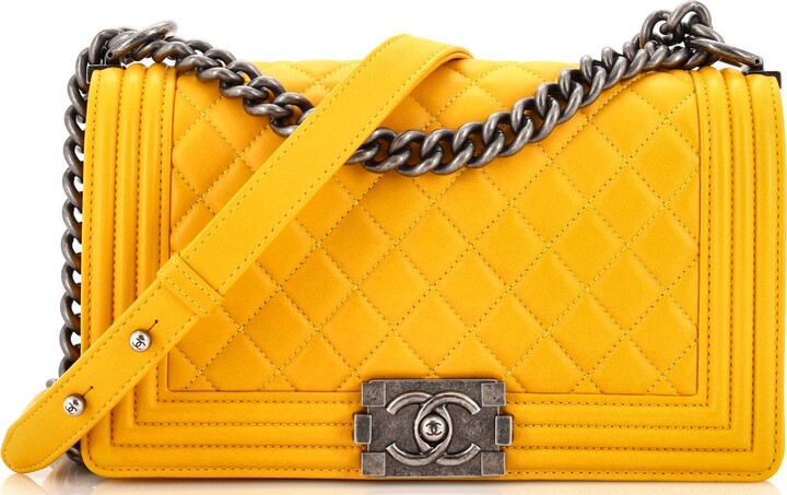 Chanel Flat Handle Boy Flap Bag Quilted Lambskin Old Medium at 1stDibs