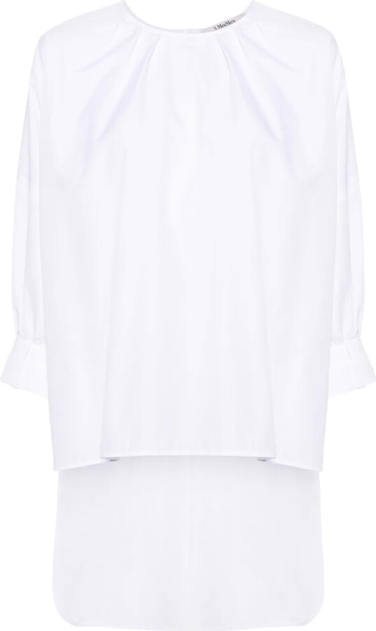 White Long Sleeve Pleated Blouse ShopStyle AU