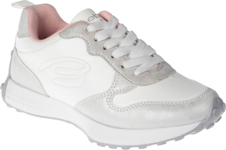 Bebe Little and Big Girls Emboss Scripts Jogger Sneaker - White/grey