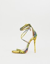 Thumbnail for your product : Shania Simmi Shoes Simmi London yellow snake ankle tie heeled sandals