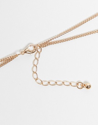 ASOS DESIGN Curve multirow necklace with knot pendant and open circle in gold tone