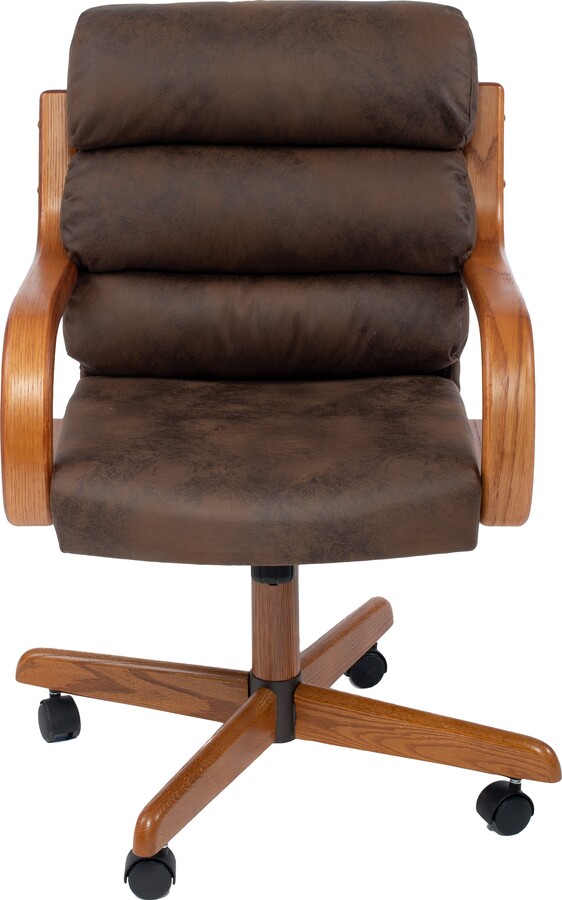 AW Furniture Solid Wood Rolling Caster Office Chair with Tilt and Cushion Seat - 22.5 19 36.5, Brown