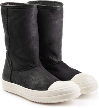 Rick Owens Coated Leather Ankle Boots