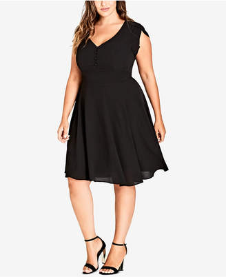 City Chic Trendy Plus Size Cap-Sleeve A-Line Dress