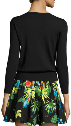 Marc Jacobs Paradise-Patch 3/4-Sleeve Sweater, Black