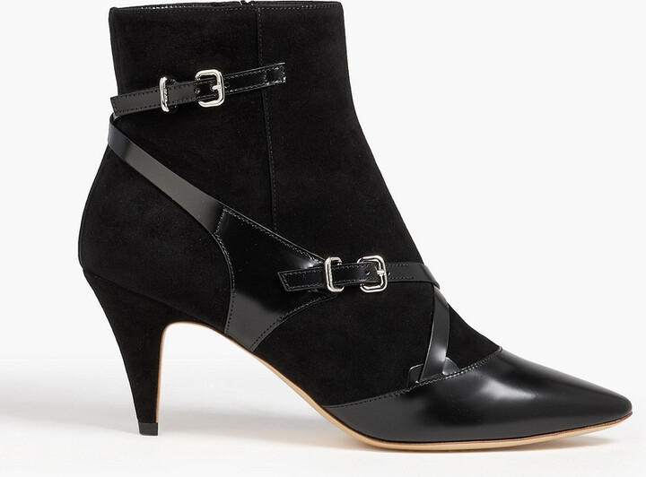 Women's Black Patent Leather Heeled Ankle Boots | 5 UK | MAS Laus