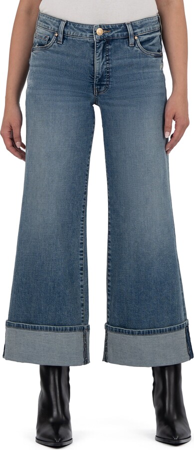 KUT from the Kloth Meg Cuffed Mid Rise Wide Leg Jeans