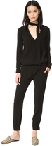 Thumbnail for your product : Monrow Tie Front Long Sleeve Jumpsuit