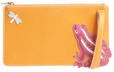 Thumbnail for your product : Ferragamo tangerine and fuchsia leather frog and dragonfly print clutch